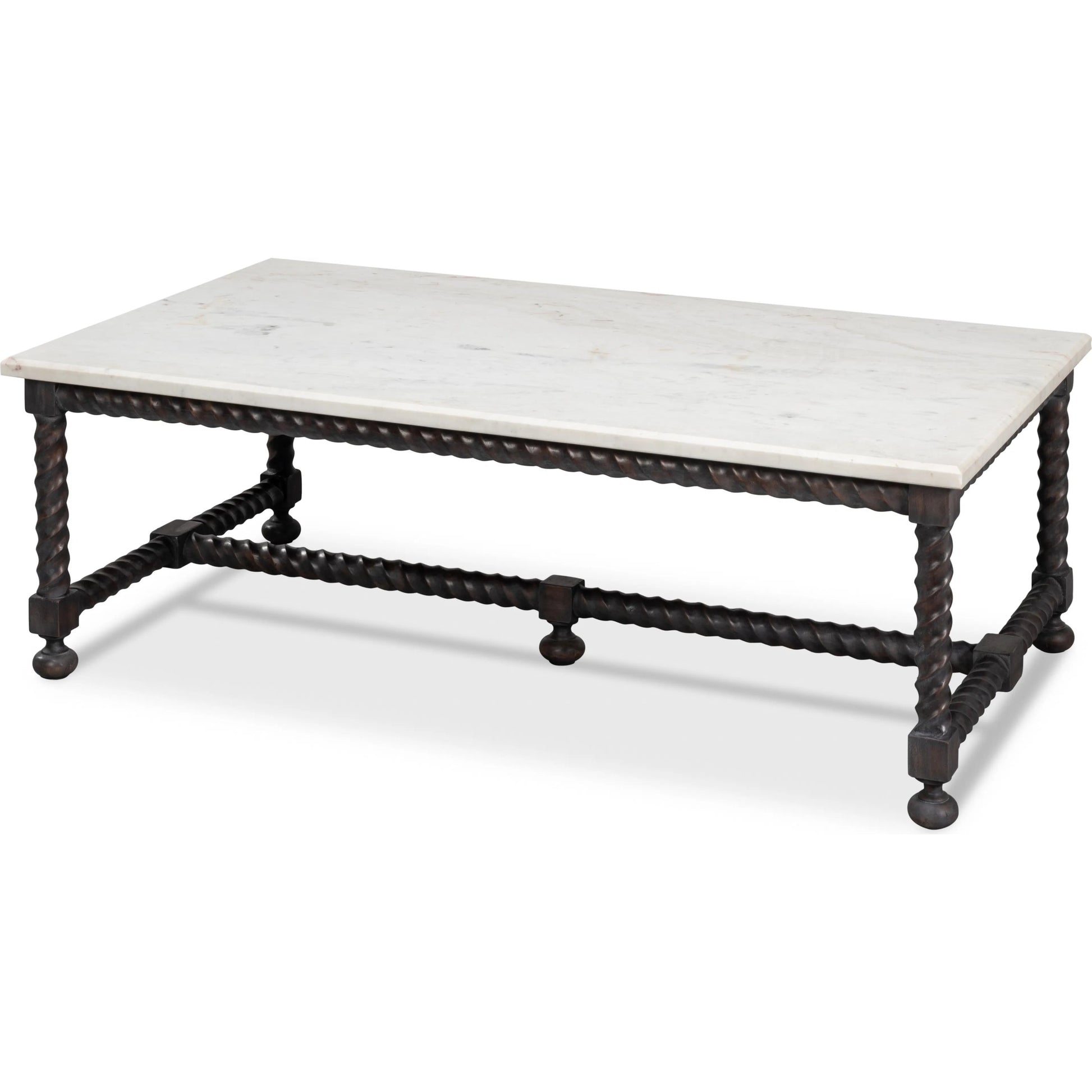 Barley Cocktail Table by Sarreid Ltd. in brown. Made from acacia wood, white banswara marble in a traditional style.