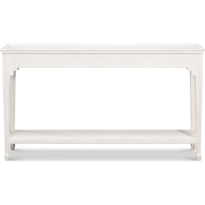 Jude Bungalow Console Table by Sarreid Ltd. in bungalow white. Made from white pine, fir in a traditional style.