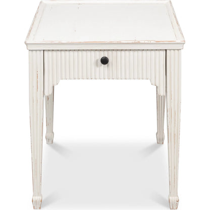 Jude Bungalow Side Table by Sarreid Ltd. in bungalow white. Made from white pine, fir in a traditional style.