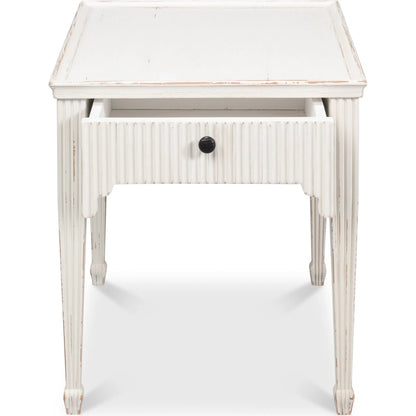 Jude Bungalow Side Table by Sarreid Ltd. in bungalow white. Made from white pine, fir in a traditional style.