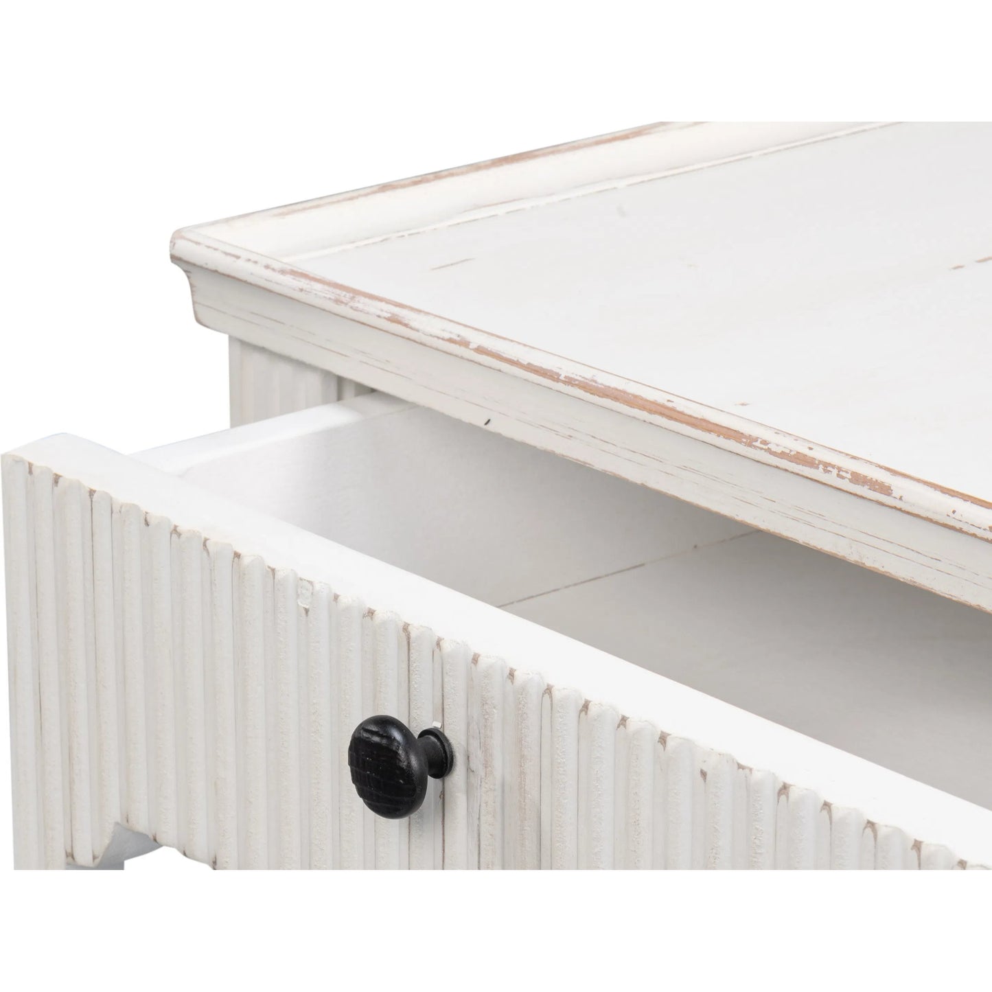 008 SI-2238509 | Closeup | Jude Bungalow Side Table by Sarreid Ltd. in bungalow white. Made from white pine, fir in a traditional style.