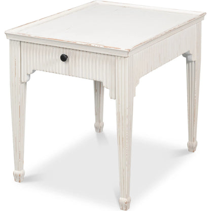 Jude Bungalow Side Table by Sarreid Ltd. in bungalow white. Made from white pine, fir in a traditional style.