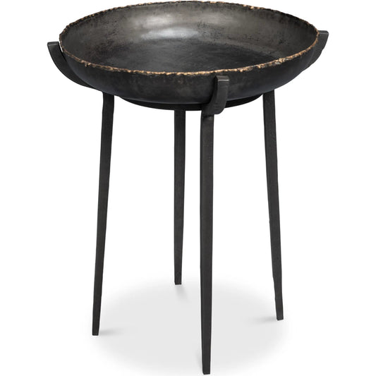 Beckham Round End Table by Sarreid Ltd. in black. Made from metal in a unique style.