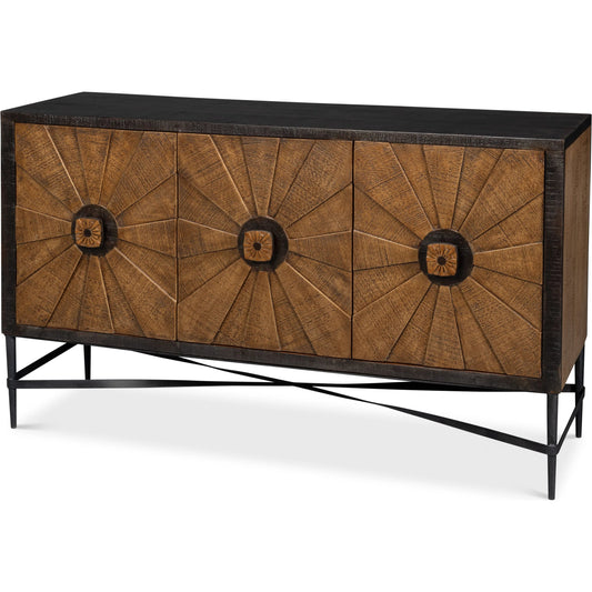 Luke 3 Door Sideboard by Sarreid Ltd. in brown. Made from mango wood,metal in a unique style.