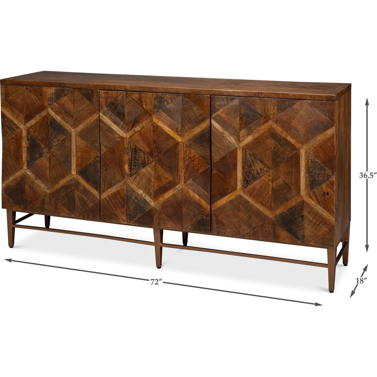 002 SI-2238518 | Additional Silo | Geo 3 Door Sideboard by Sarreid Ltd. in brown. Made from mango wood, metal in a traditional style.