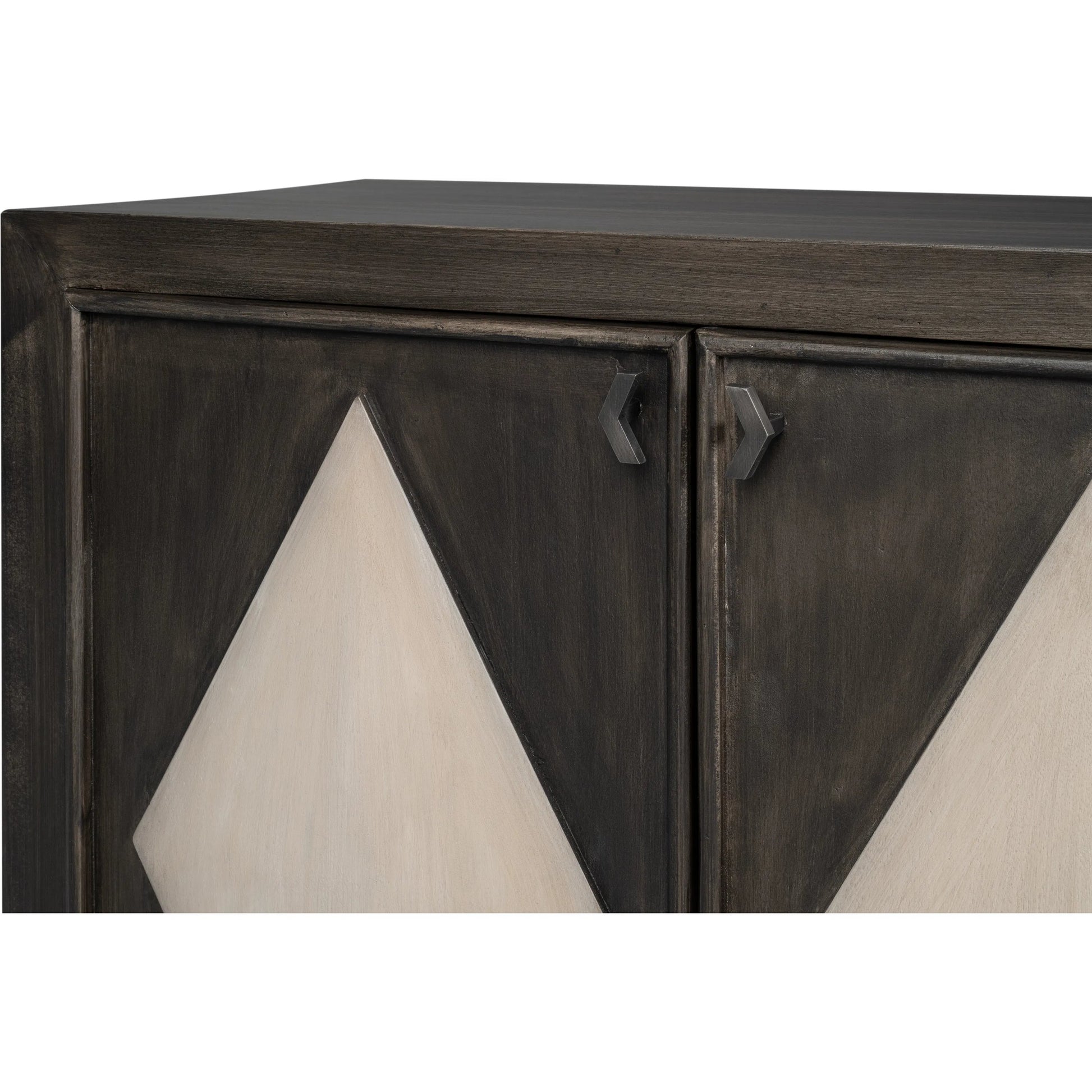 Selma 4 Door Sideboard by Sarreid Ltd. in antique grey. Made from mango wood, metal in a modern style.