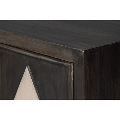 Selma 4 Door Sideboard by Sarreid Ltd. in antique grey. Made from mango wood, metal in a modern style.