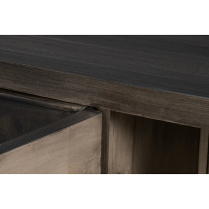 Selma 4 Door Sideboard by Sarreid Ltd. in antique grey. Made from mango wood, metal in a modern style.