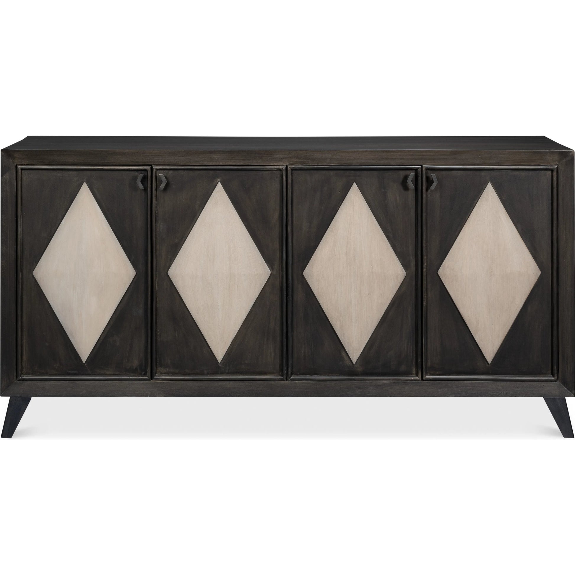Selma 4 Door Sideboard by Sarreid Ltd. in antique grey. Made from mango wood, metal in a modern style.