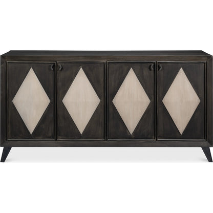 Selma 4 Door Sideboard by Sarreid Ltd. in antique grey. Made from mango wood, metal in a modern style.