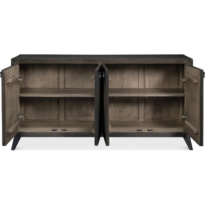 Selma 4 Door Sideboard by Sarreid Ltd. in antique grey. Made from mango wood, metal in a modern style.