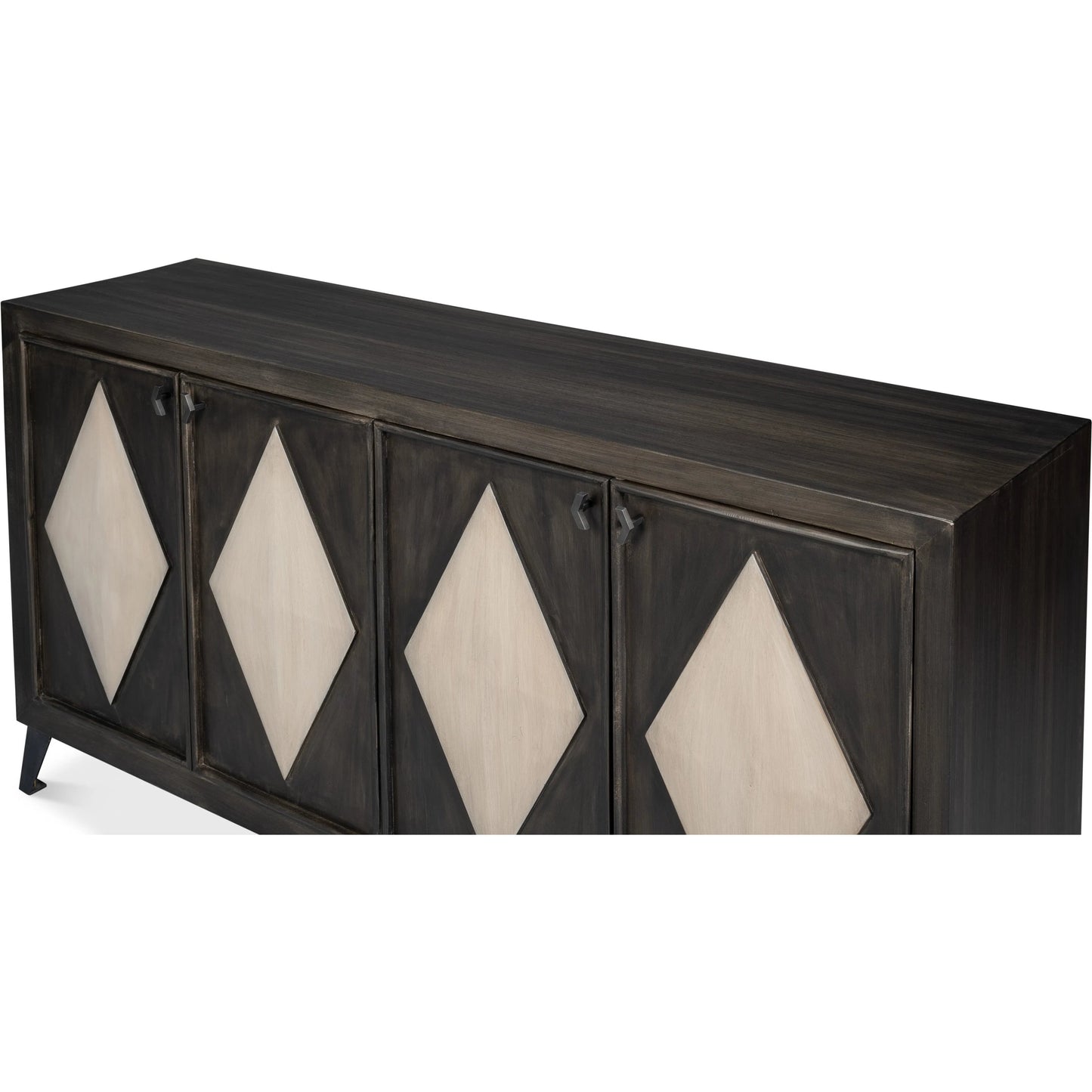 005 SI-2238519 | Additional Silo | Selma 4 Door Sideboard by Sarreid Ltd. in antique grey. Made from mango wood, metal in a modern style.