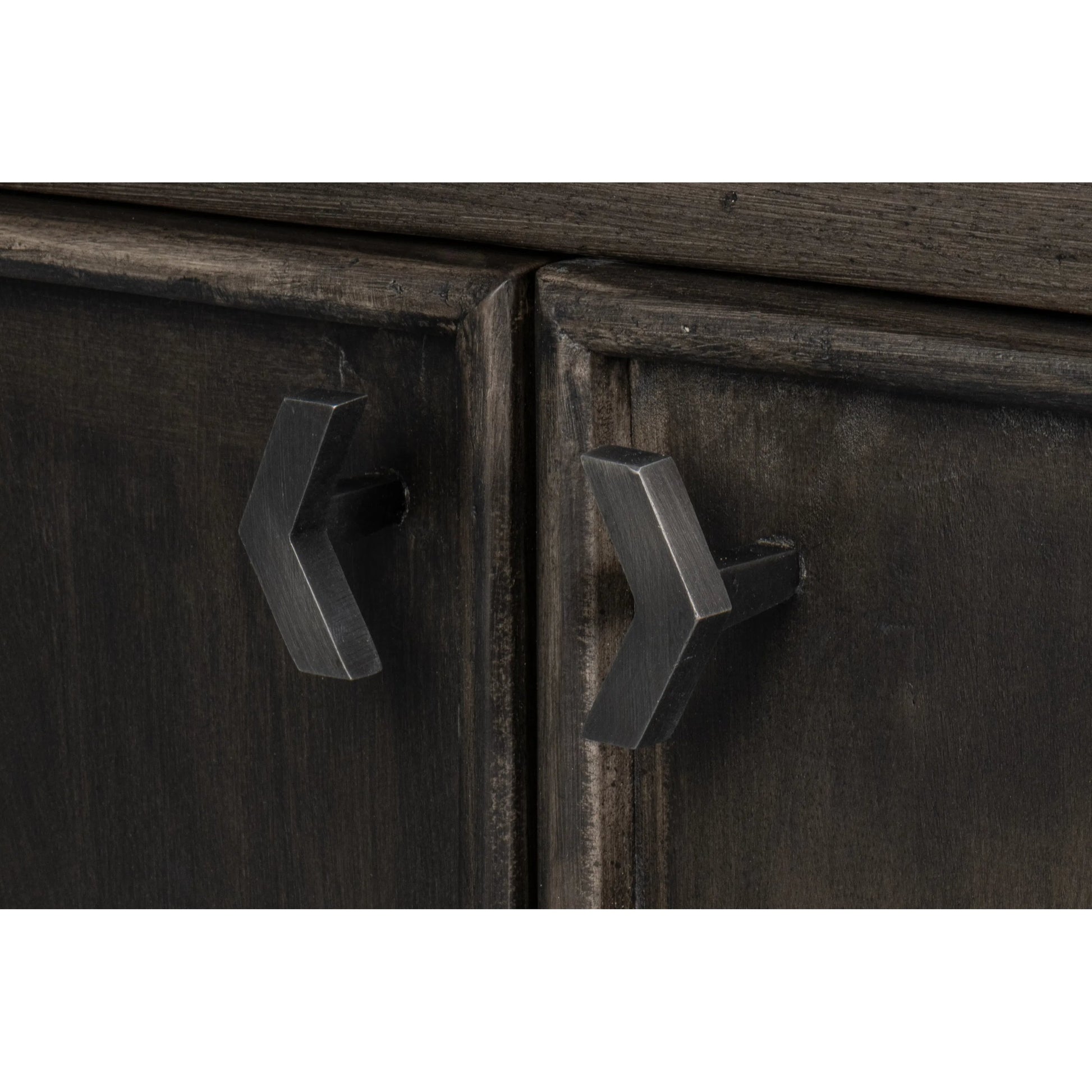 Selma 4 Door Sideboard by Sarreid Ltd. in antique grey. Made from mango wood, metal in a modern style.
