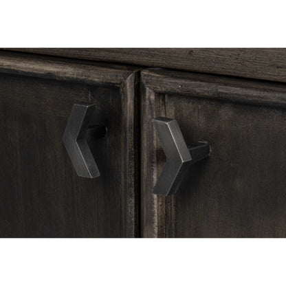 Selma 4 Door Sideboard by Sarreid Ltd. in antique grey. Made from mango wood, metal in a modern style.
