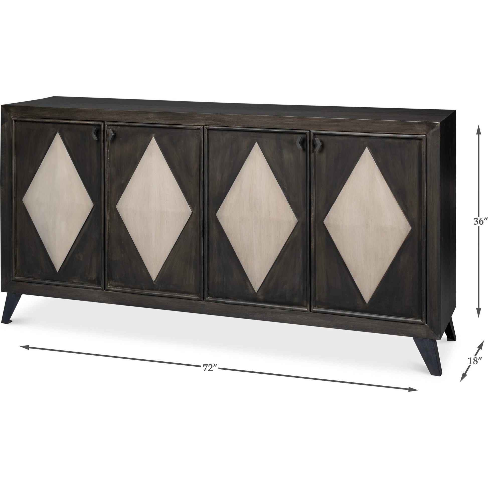 Selma 4 Door Sideboard by Sarreid Ltd. in antique grey. Made from mango wood, metal in a modern style.