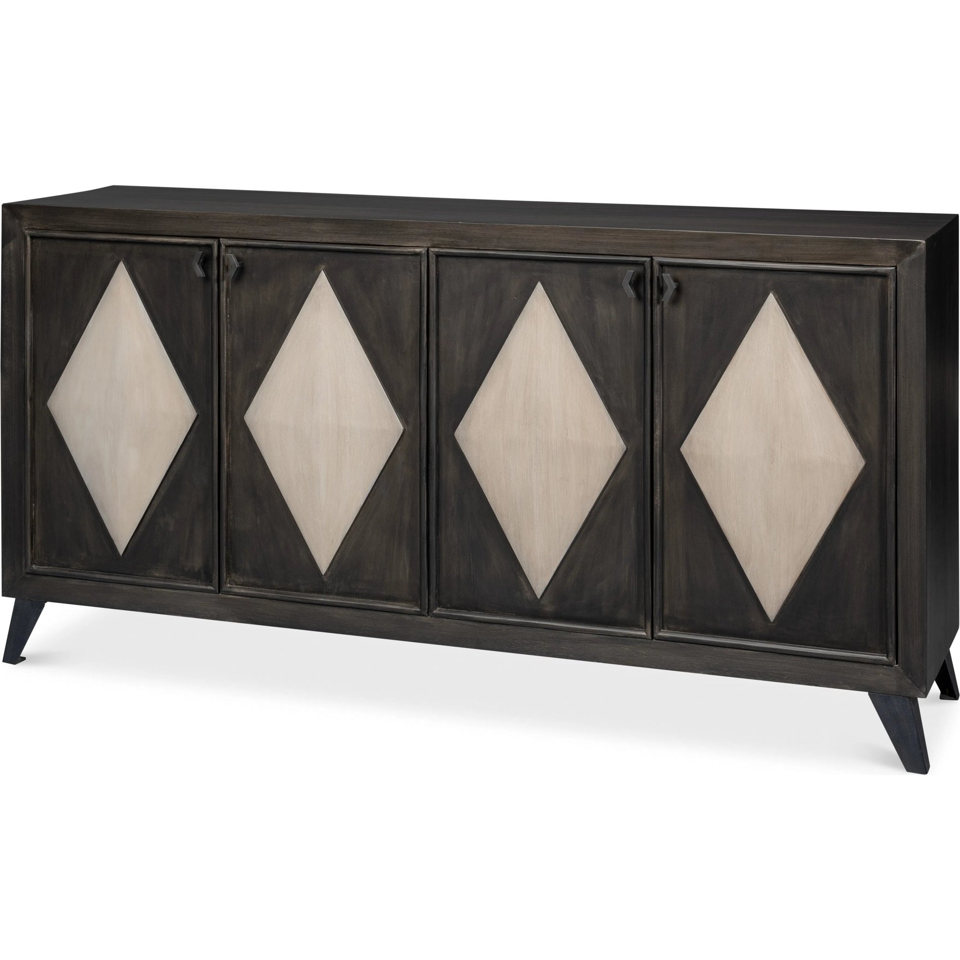 Selma 4 Door Sideboard by Sarreid Ltd. in antique grey. Made from mango wood, metal in a modern style.