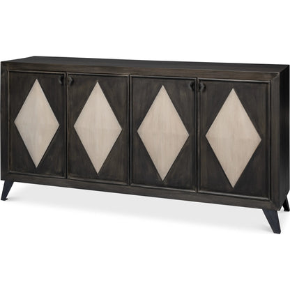 Selma 4 Door Sideboard by Sarreid Ltd. in antique grey. Made from mango wood, metal in a modern style.