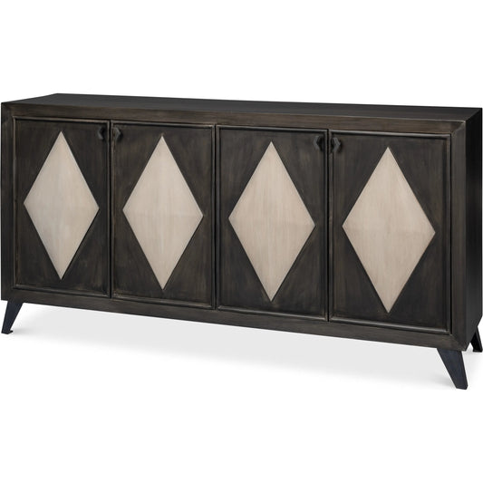 001 SI-2238519 | Primary Silo | Selma 4 Door Sideboard by Sarreid Ltd. in antique grey. Made from mango wood, metal in a modern style.