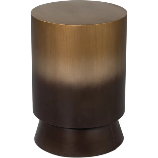 Horizon Iron End Table by Sarreid Ltd. in ash burnt gold. Made from metal in a unique style.