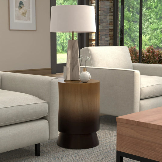 Horizon Iron End Table by Sarreid Ltd. in ash burnt gold. Made from metal in a unique style.