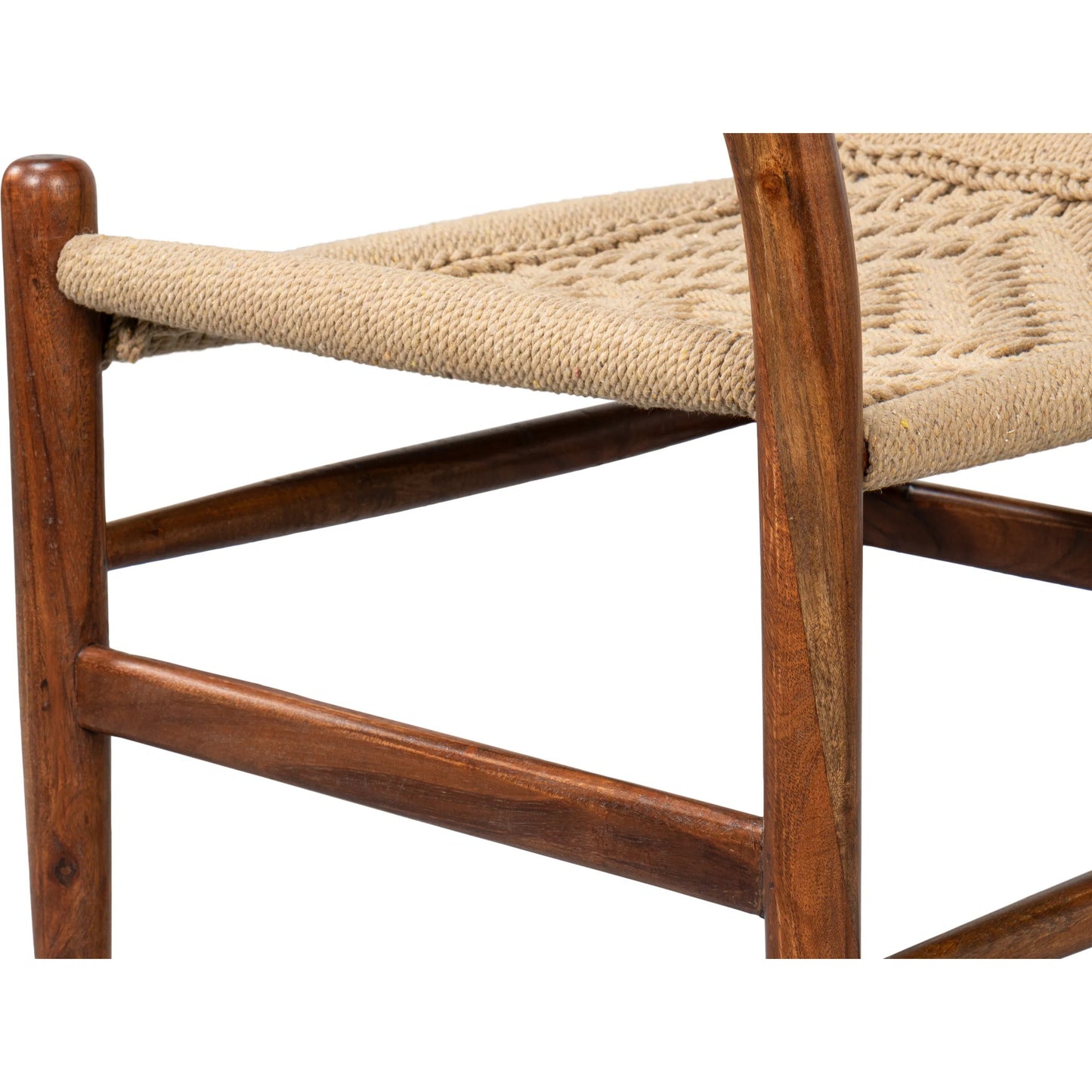 009 SI-2238528 | Closeup | Mao Chair by Sarreid Ltd. in brown. Made from acacia wood in a rustic style.