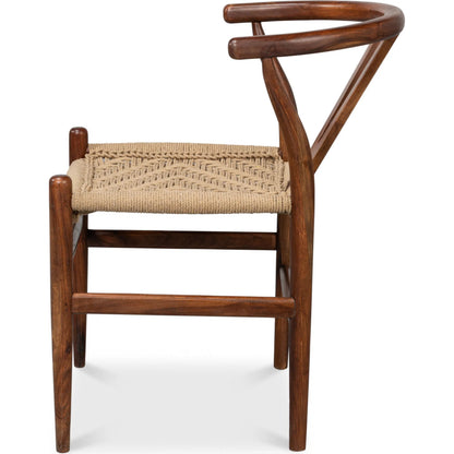 Mao Chair by Sarreid Ltd. in brown. Made from acacia wood in a rustic style.