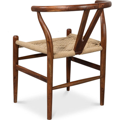 Mao Chair by Sarreid Ltd. in brown. Made from acacia wood in a rustic style.