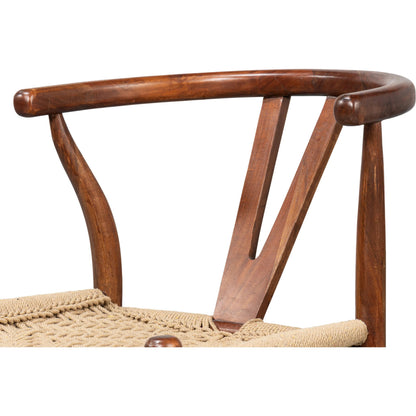 Mao Chair by Sarreid Ltd. in brown. Made from acacia wood in a rustic style.