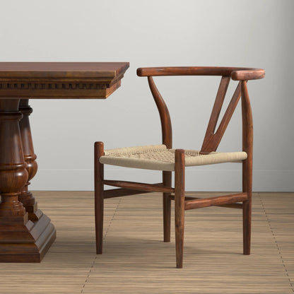 Mao Chair by Sarreid Ltd. in brown. Made from acacia wood in a rustic style.