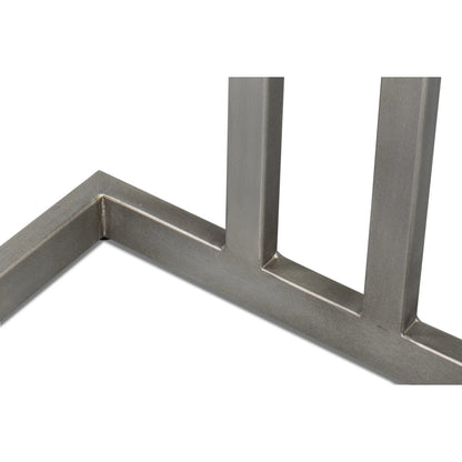 Libby End Table by Sarreid Ltd. in casa grey top, antique silver base. Made from mango wood, metal in a modern style.