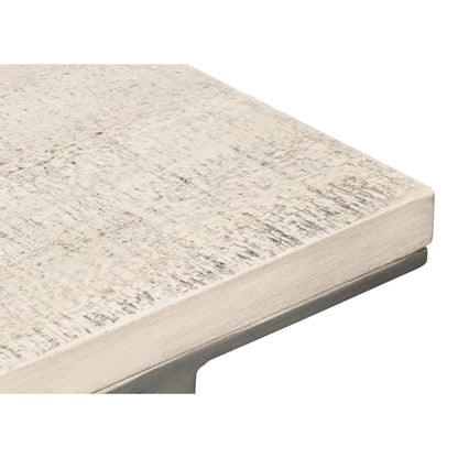 Libby End Table by Sarreid Ltd. in casa grey top, antique silver base. Made from mango wood, metal in a modern style.