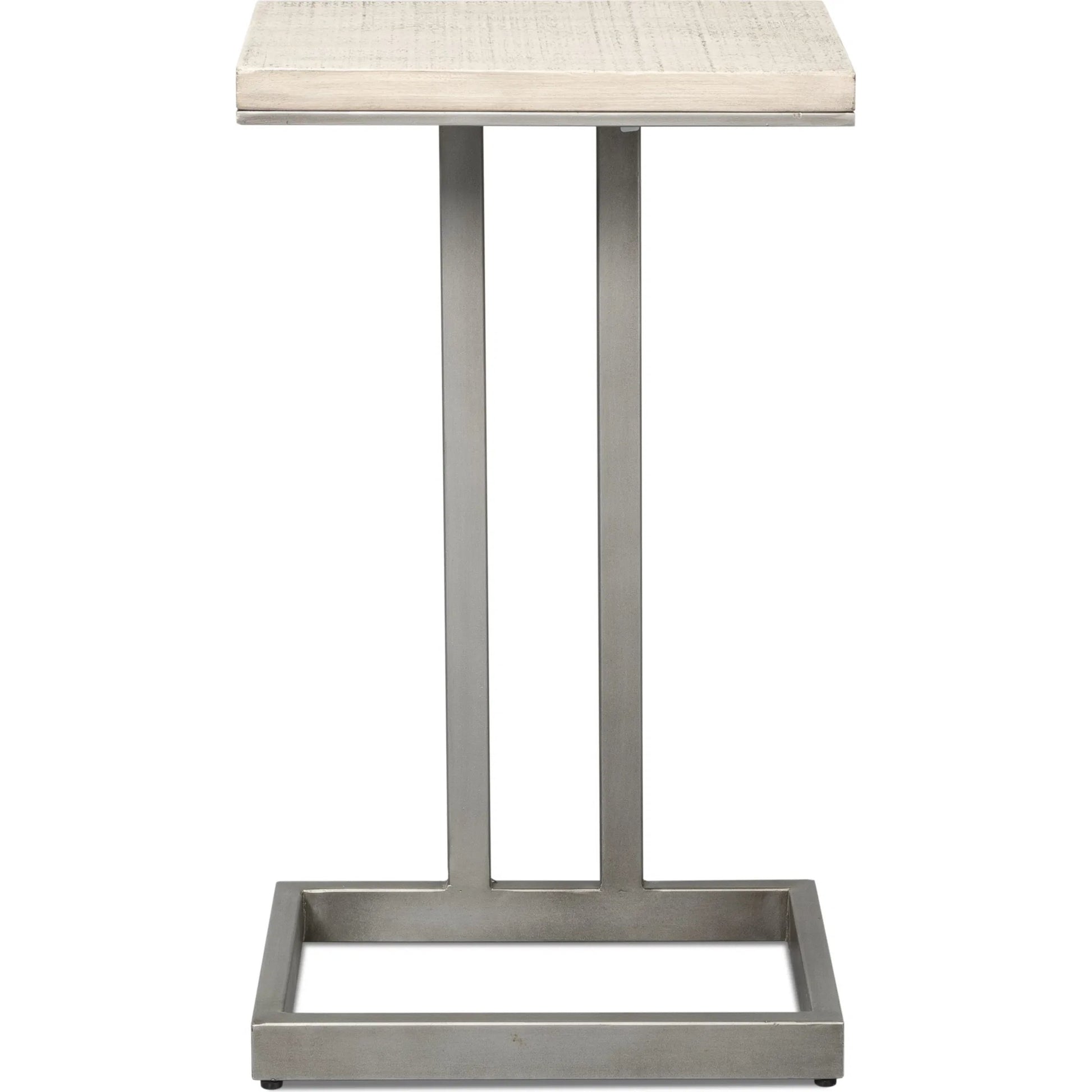 Libby End Table by Sarreid Ltd. in casa grey top, antique silver base. Made from mango wood, metal in a modern style.