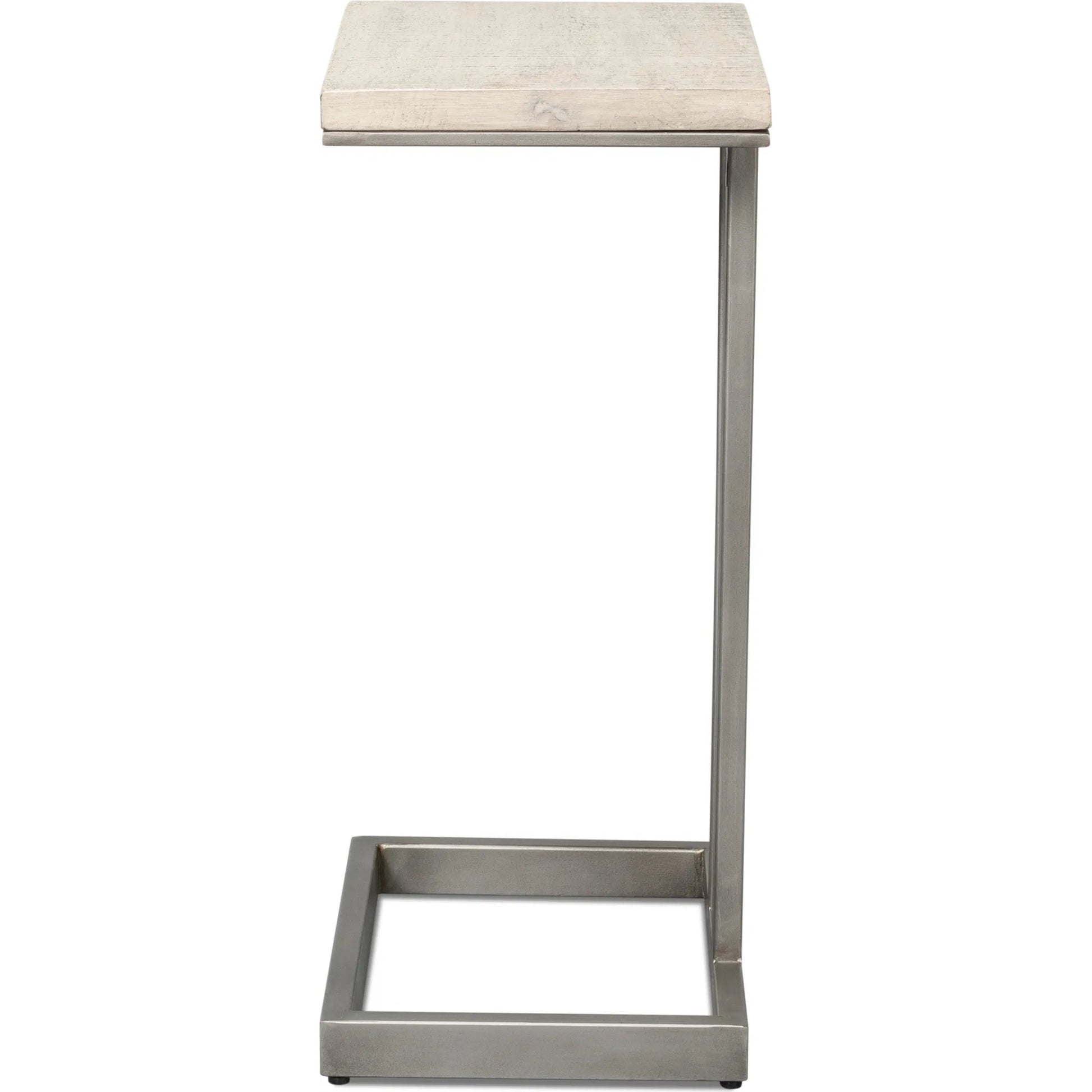 Libby End Table by Sarreid Ltd. in casa grey top, antique silver base. Made from mango wood, metal in a modern style.