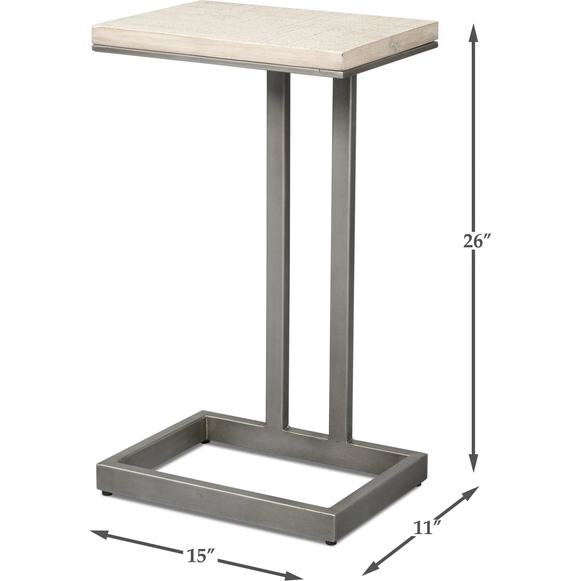 Libby End Table by Sarreid Ltd. in casa grey top, antique silver base. Made from mango wood, metal in a modern style.