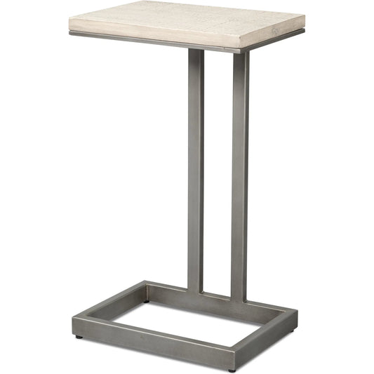 001 SI-2238530 | Primary Silo | Libby End Table by Sarreid Ltd. in casa grey top, antique silver base. Made from mango wood, metal in a modern style.