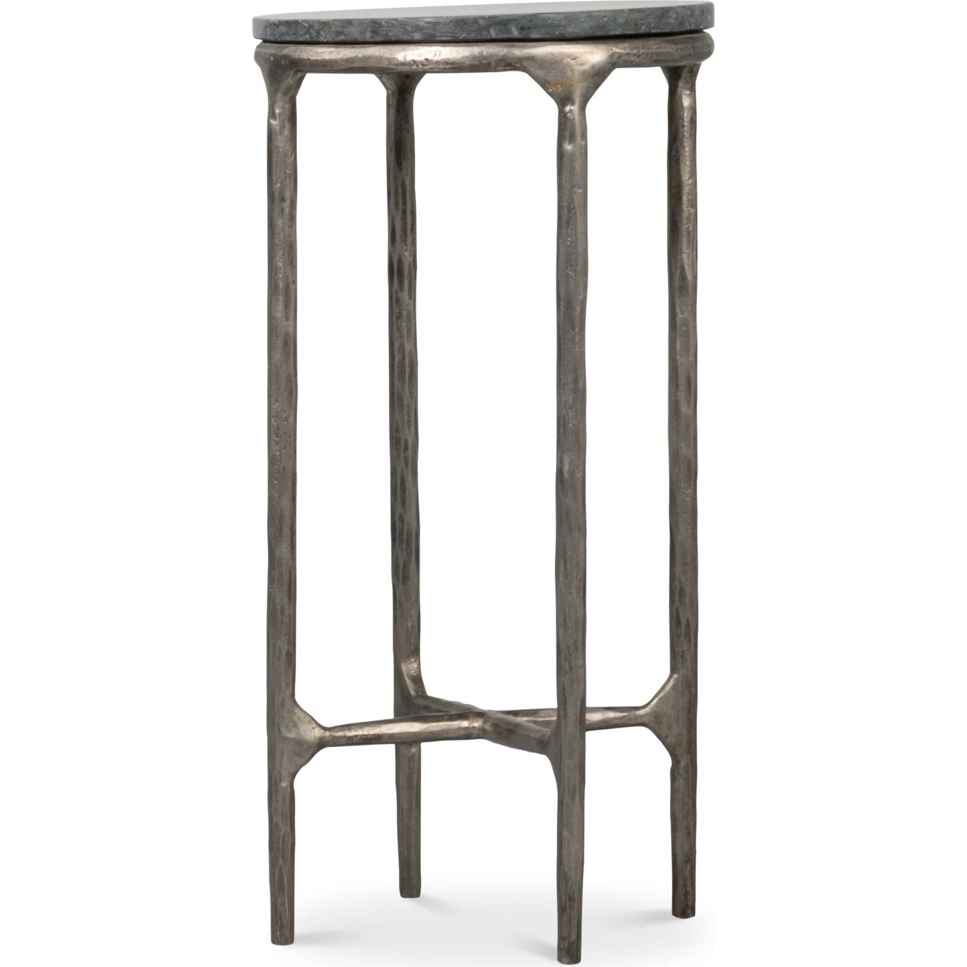 Derrick Iron End Table with Marble Top by Sarreid Ltd. in black marble, antiqued nickel. Made from iron & marble in a unique style.