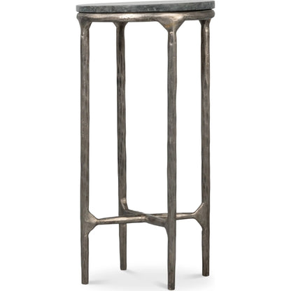 Derrick Iron End Table with Marble Top by Sarreid Ltd. in black marble, antiqued nickel. Made from iron & marble in a unique style.