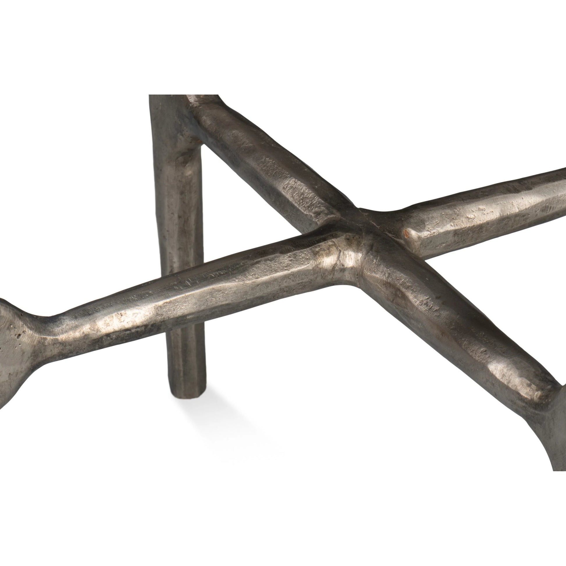 Derrick Iron End Table with Marble Top by Sarreid Ltd. in black marble, antiqued nickel. Made from iron & marble in a unique style.