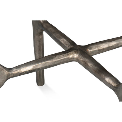 Derrick Iron End Table with Marble Top by Sarreid Ltd. in black marble, antiqued nickel. Made from iron & marble in a unique style.