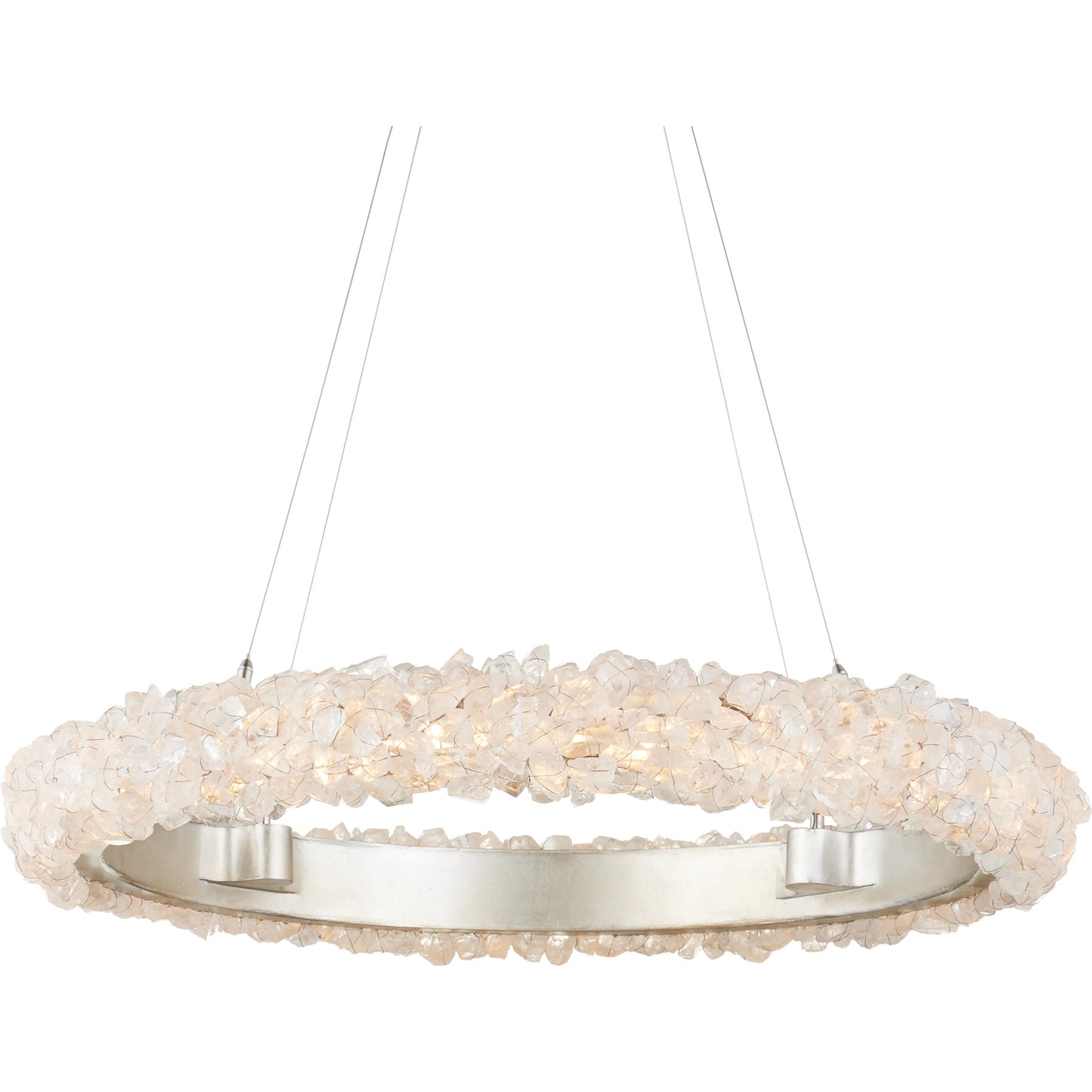 001 SI-2191744 | Primary Silo | Iconoclast Chandelier by Currey and Company in contemporary silver leaf, contemporary silver, natural. Made from wrought iron, rock crystal in a modern style.