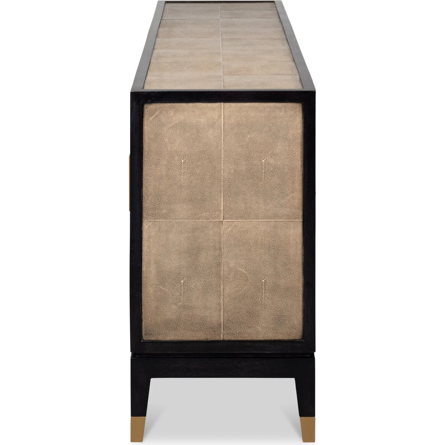 003 SI-2372457 | Additional Silo | Beto Four Door Sideboard by Sarreid Ltd. in tan. Made from iron, leather, mdf, brass, tawny brown leather in a transitional style.