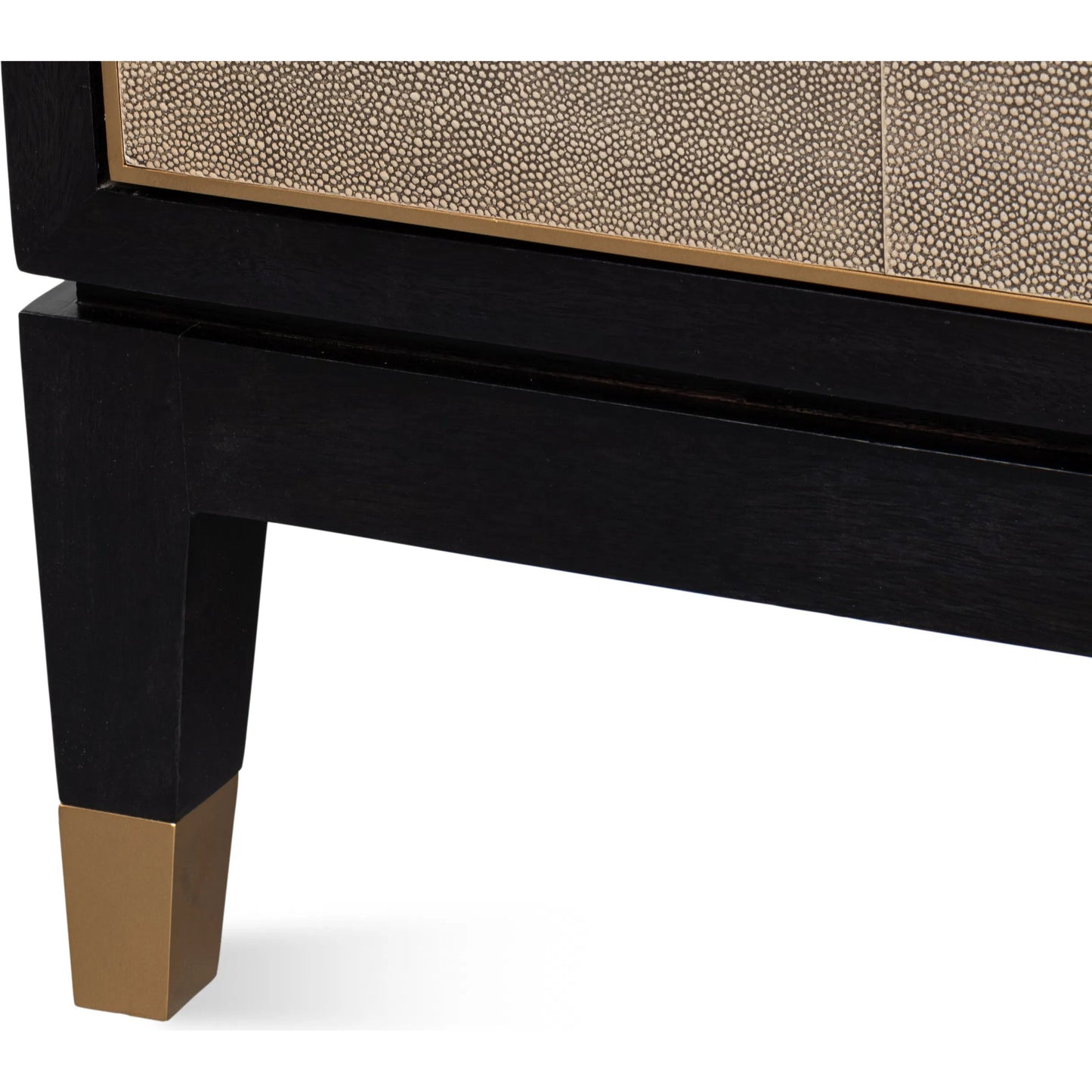 010 SI-2372457 | Closeup | Beto Four Door Sideboard by Sarreid Ltd. in tan. Made from iron, leather, mdf, brass, tawny brown leather in a transitional style.