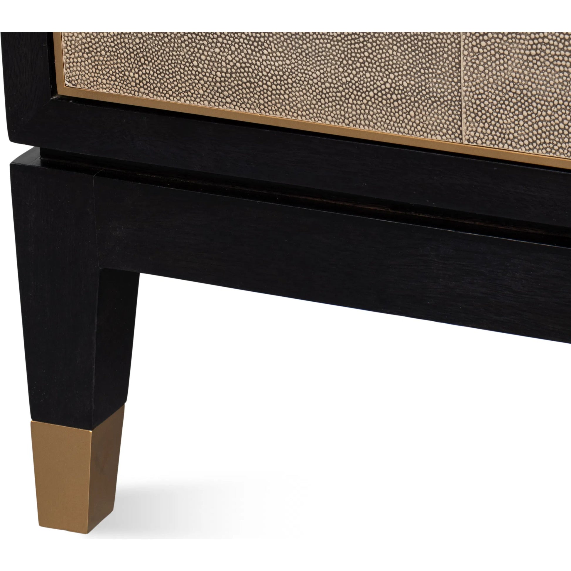 Beto Four Door Sideboard by Sarreid Ltd. in tan. Made from iron, leather, mdf, brass, tawny brown leather in a transitional style.