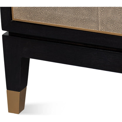Beto Four Door Sideboard by Sarreid Ltd. in tan. Made from iron, leather, mdf, brass, tawny brown leather in a transitional style.