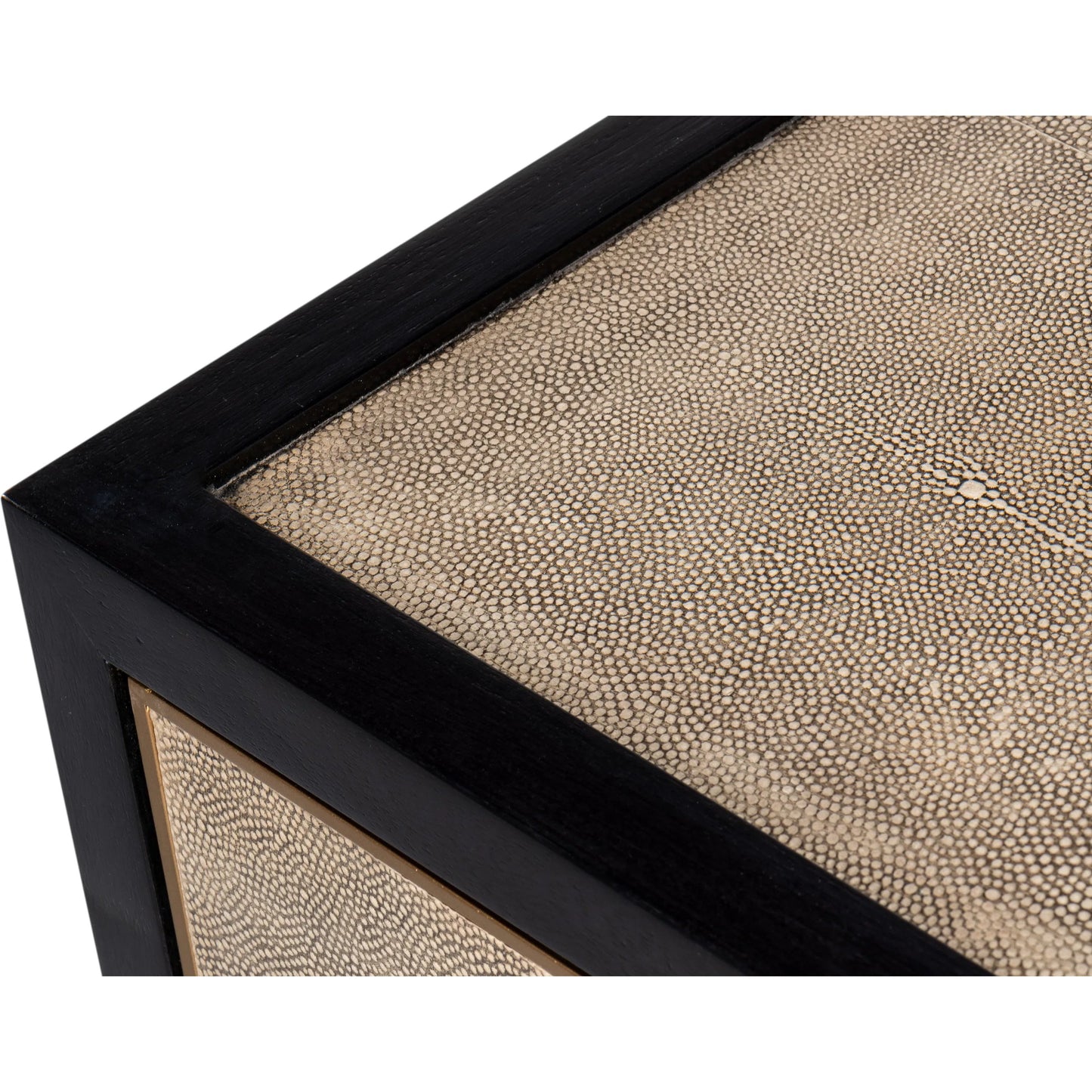 011 SI-2372457 | Closeup | Beto Four Door Sideboard by Sarreid Ltd. in tan. Made from iron, leather, mdf, brass, tawny brown leather in a transitional style.