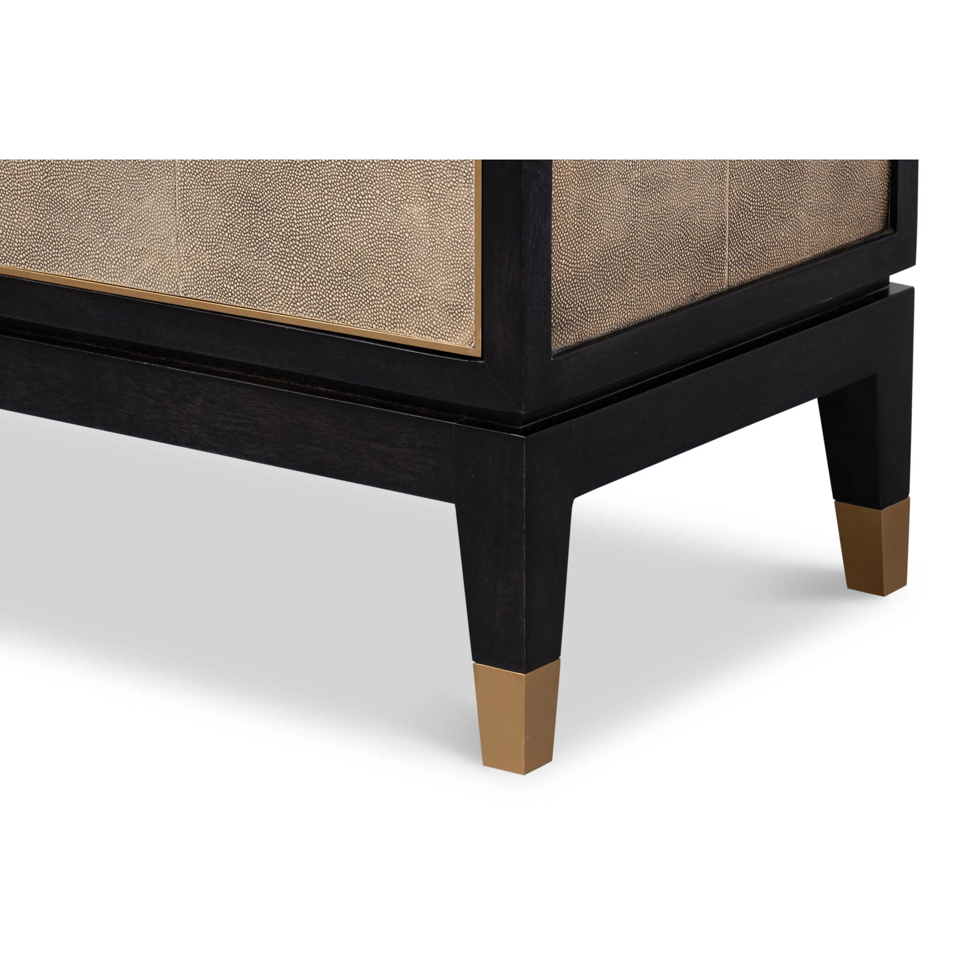 Beto Four Door Sideboard by Sarreid Ltd. in tan. Made from iron, leather, mdf, brass, tawny brown leather in a transitional style.