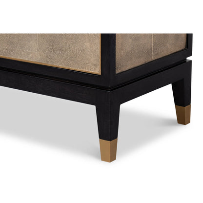 Beto Four Door Sideboard by Sarreid Ltd. in tan. Made from iron, leather, mdf, brass, tawny brown leather in a transitional style.