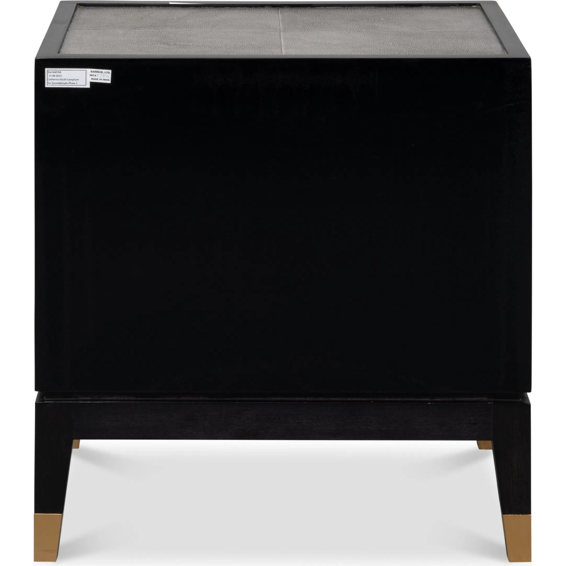 Horatio Night Stand by Sarreid Ltd. in grey. Made from wood, iron, leather, mdf, antique grey leather in a modern style.