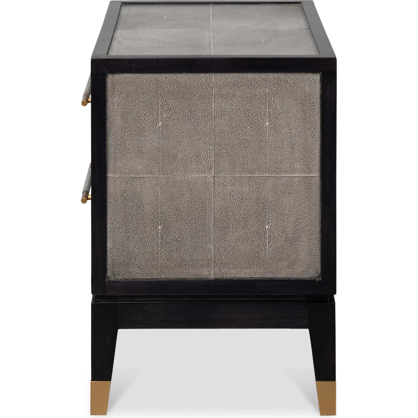 003 SI-2372525 | Additional Silo | Horatio Night Stand by Sarreid Ltd. in grey. Made from wood, iron, leather, mdf, antique grey leather in a modern style.
