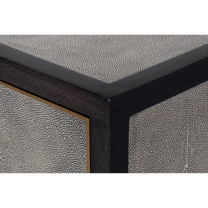 Horatio Night Stand by Sarreid Ltd. in grey. Made from wood, iron, leather, mdf, antique grey leather in a modern style.